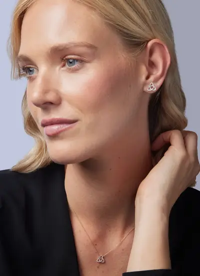 14K Gold Trinity Stud Earrings